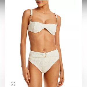 NWT Anthropologie Revel Rey Inez Uma Croc Textured Chain Cream Bikini Resort M